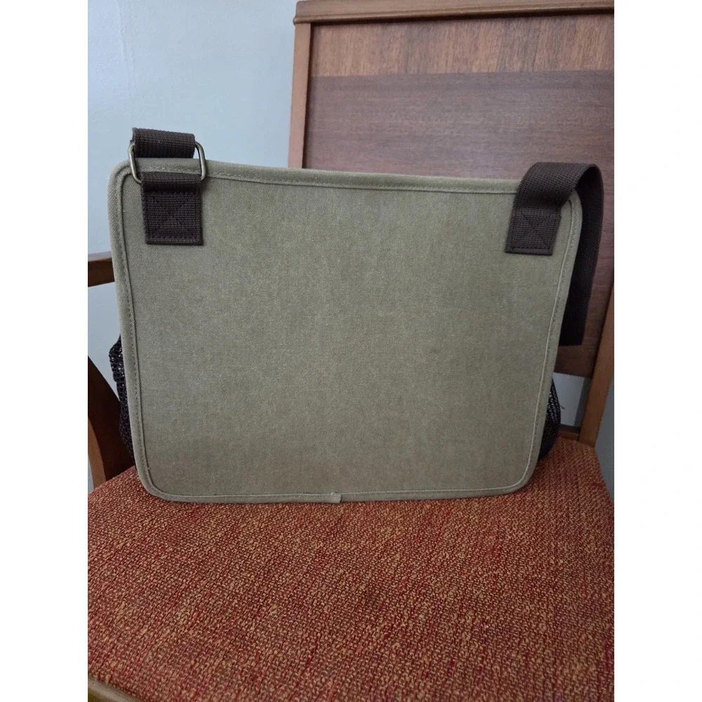 Duluth Trading‎ Co Canvas Laptop Shoulder Tote Messenger Organizer Bag Tan